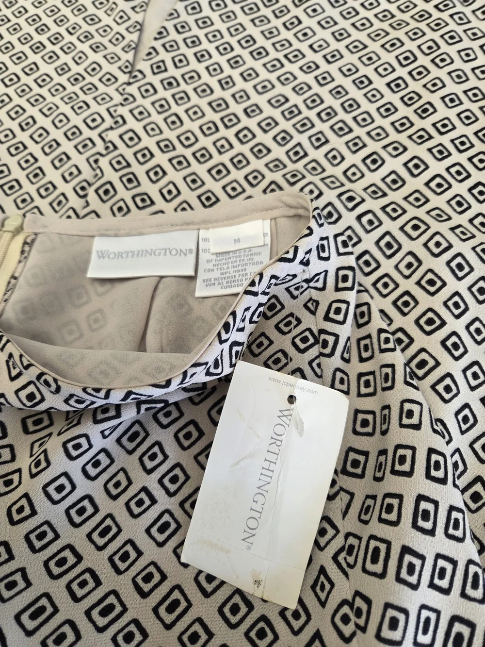 Worthington Black and Cream Diamond-Print Skirt